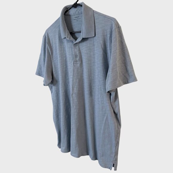 Vince Short-Sleeve Cotton Slub Polo Shirt Blue Men's Size Large 100% Cotton - Picture 2 of 10